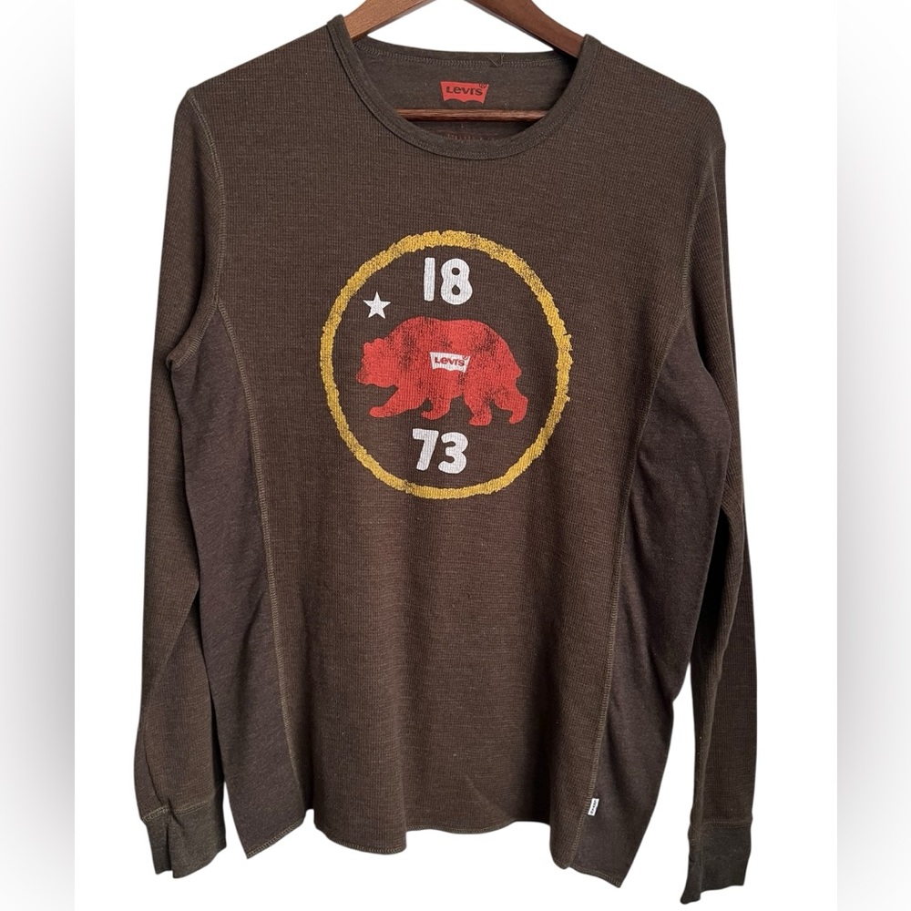 Levi’s Long Sleeve Brown Waffle Boys Shirts - SZ: Large
